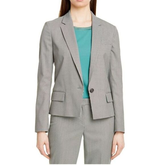 NEW BOSS Hugo Boss Jaseala Houndstooth Blazer Professional Officewear Large 14 - Picture 1 of 9